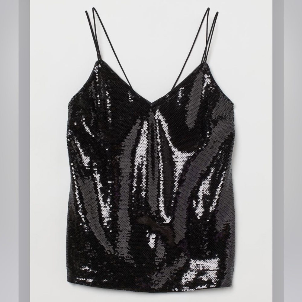 H&M V-Neck Sequined Strap Tank Top